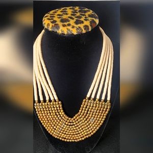 Beautiful Vintage Beaded Goldtone Multi Strand Women’s Necklace 20 "